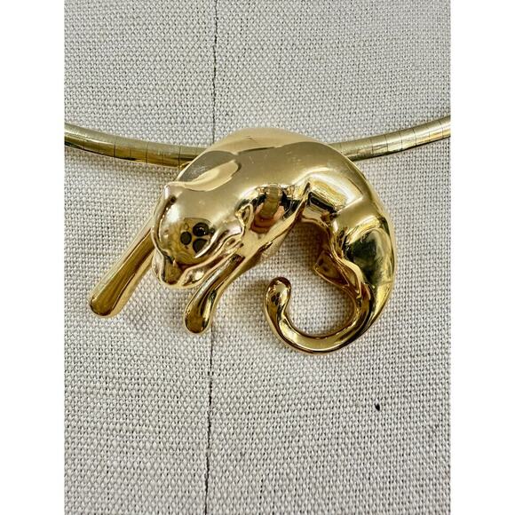 14k Gold Panther Slide Pendant on 18" Omega Flat Chain OTC 22.2g - Picture 6 of 12